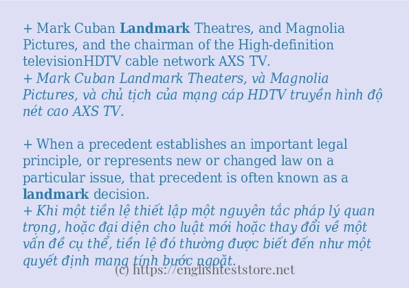 Các câu ví dụ và cách sử dụng từ landmark