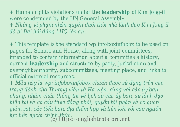 Các câu ví dụ và cách sử dụng từ leadership Các câu ví dụ và cách sử dụng từ leadership