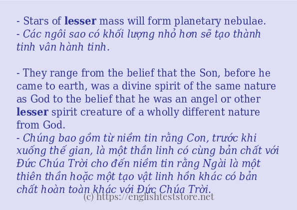 Các câu ví dụ và cách sử dụng từ lesser