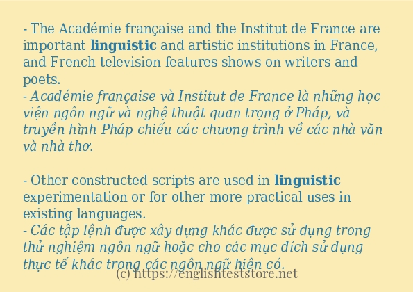 Các câu ví dụ và cách sử dụng từ linguistic Các câu ví dụ và cách sử dụng từ linguistic