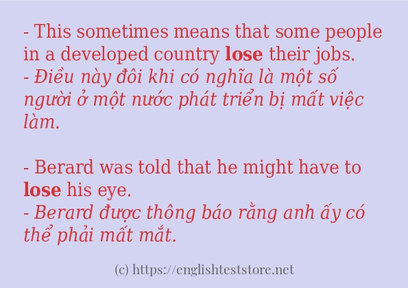 Các câu ví dụ và cách sử dụng từ lose
