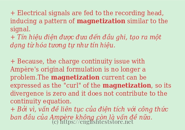 Các câu ví dụ và cách sử dụng từ magnetization