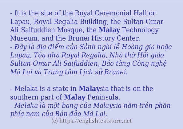 Các câu ví dụ và cách sử dụng từ malay Các câu ví dụ và cách sử dụng từ malay
