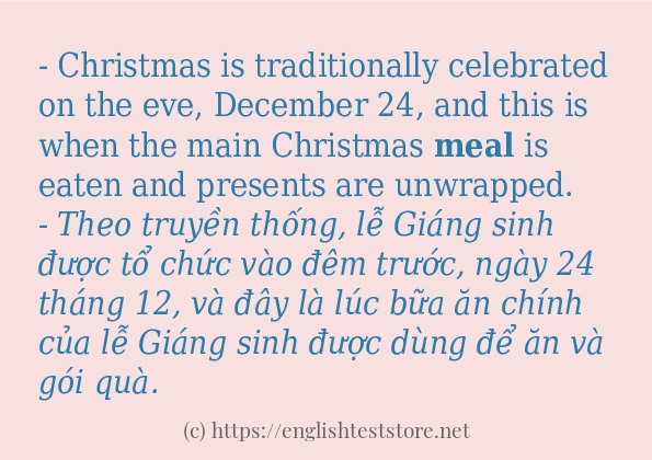 Các câu ví dụ và cách sử dụng từ meal