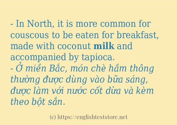 Các câu ví dụ và cách sử dụng từ milk