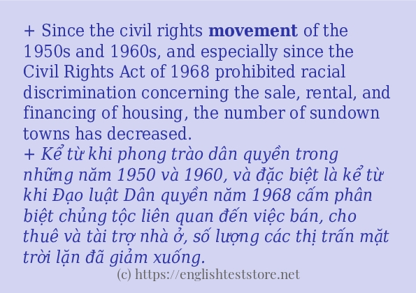 Các câu ví dụ và cách sử dụng từ movement