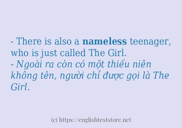 Các câu ví dụ và cách sử dụng từ nameless