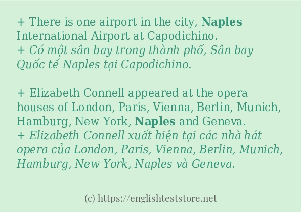 Các câu ví dụ và cách sử dụng từ naples
