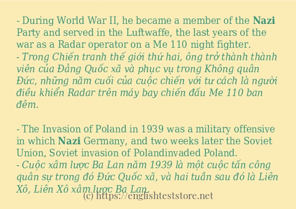 Các câu ví dụ và cách sử dụng từ nazi