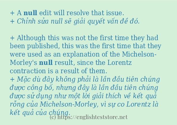 Các câu ví dụ và cách sử dụng từ null