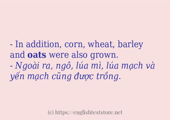 Các câu ví dụ và cách sử dụng từ oats Các câu ví dụ và cách sử dụng từ oats