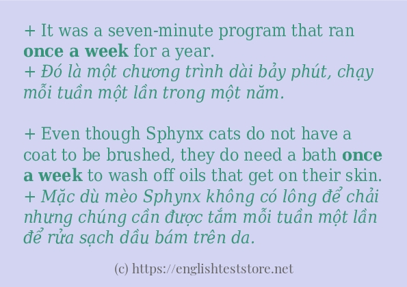 Các câu ví dụ và cách sử dụng từ once a week