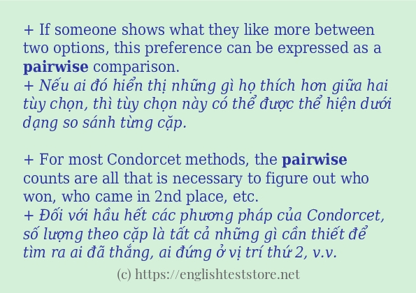 Các câu ví dụ và cách sử dụng từ pairwise