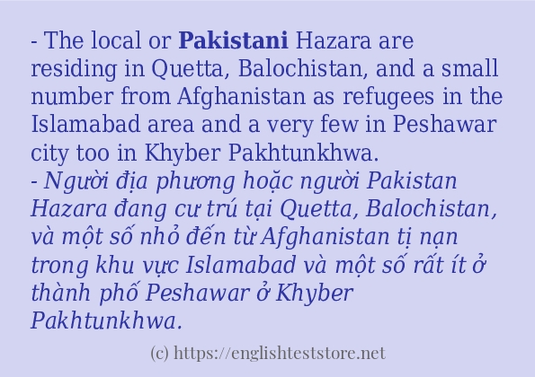 Các câu ví dụ và cách sử dụng từ pakistani Các câu ví dụ và cách sử dụng từ pakistani