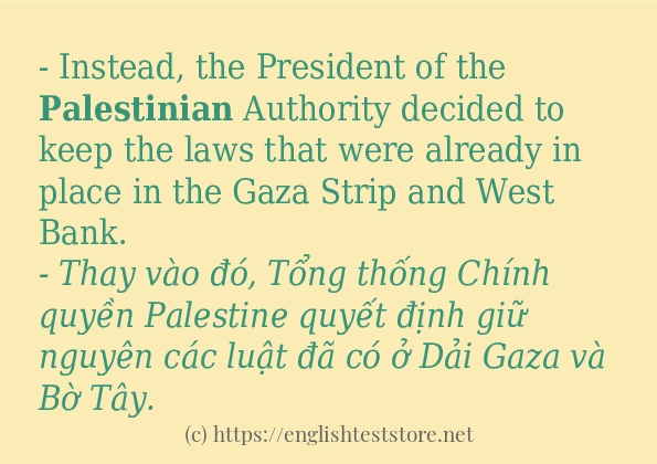 Các câu ví dụ và cách sử dụng từ palestinian Các câu ví dụ và cách sử dụng từ palestinian