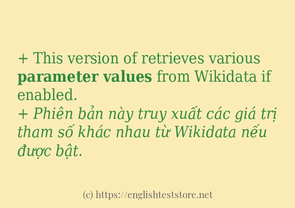 Các câu ví dụ và cách sử dụng từ parameter values Các câu ví dụ và cách sử dụng từ parameter values