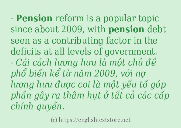 Các câu ví dụ và cách sử dụng từ pension