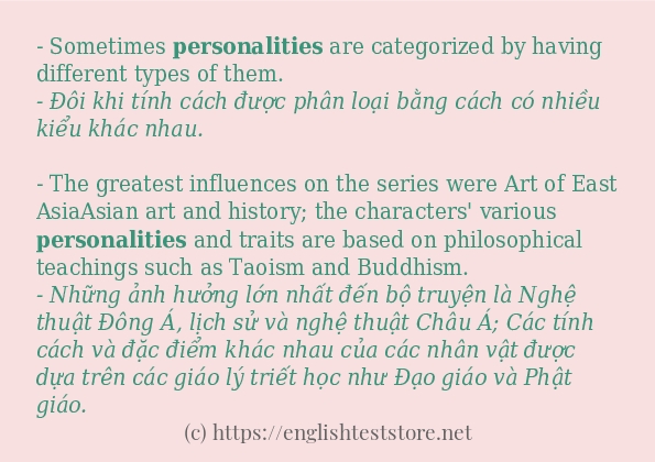 Các câu ví dụ và cách sử dụng từ personalities