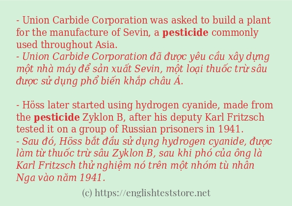 Các câu ví dụ và cách sử dụng từ pesticide