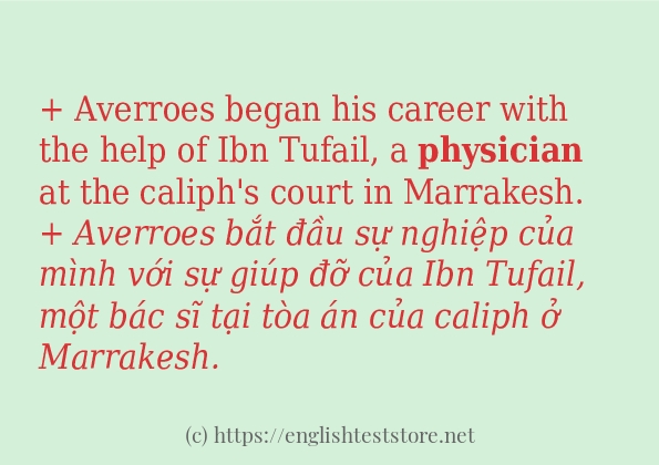 Các câu ví dụ và cách sử dụng từ physician