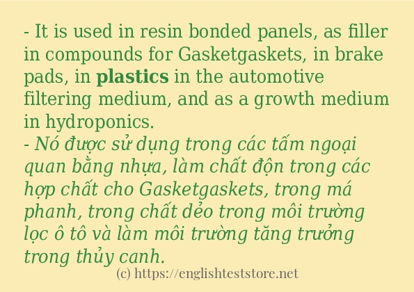 Các câu ví dụ và cách sử dụng từ plastics