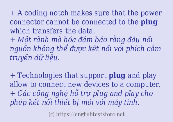 Các câu ví dụ và cách sử dụng từ plug