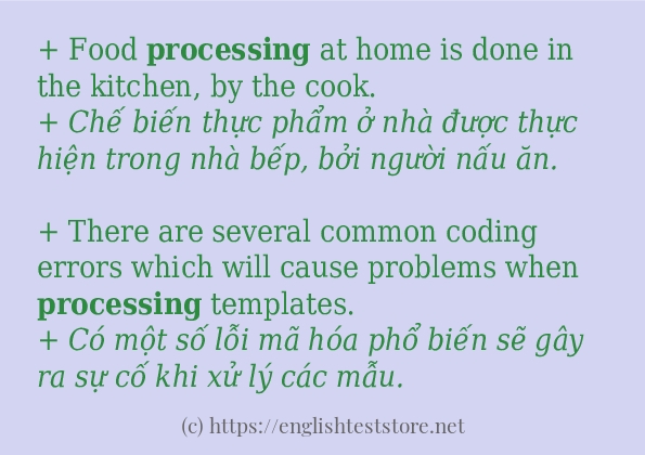 Các câu ví dụ và cách sử dụng từ processing