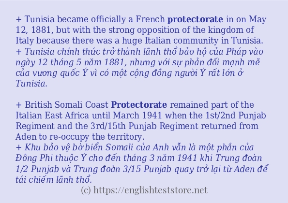 Các câu ví dụ và cách sử dụng từ protectorate