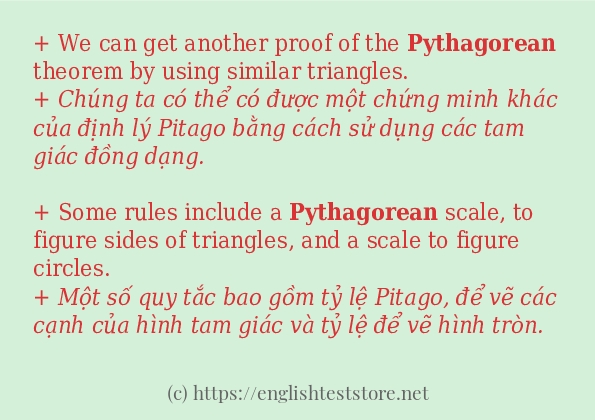 Các câu ví dụ và cách sử dụng từ pythagorean