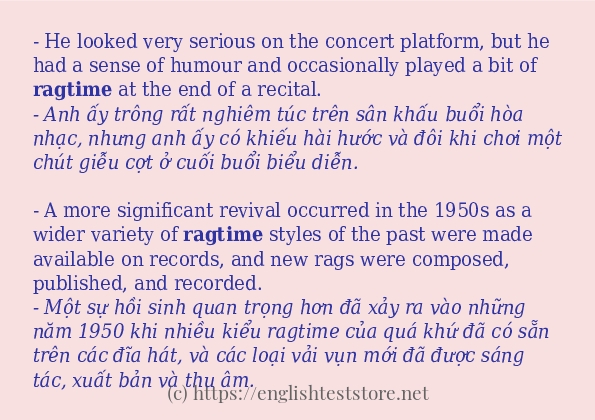 Các câu ví dụ và cách sử dụng từ ragtime