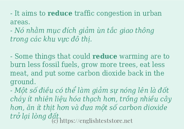 Các câu ví dụ và cách sử dụng từ reduce