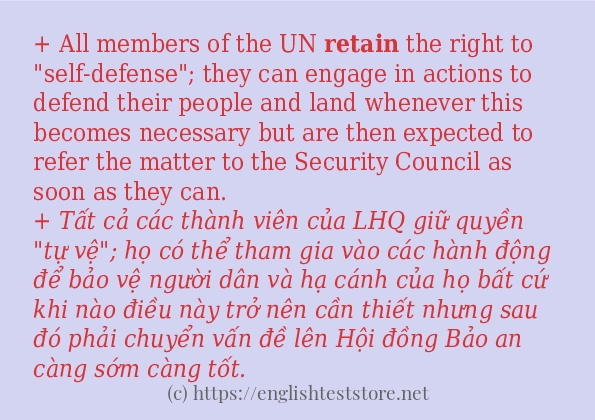Các câu ví dụ và cách sử dụng từ retain Các câu ví dụ và cách sử dụng từ retain