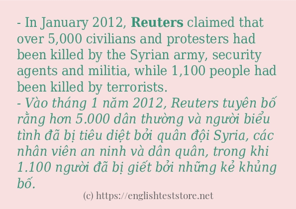 Các câu ví dụ và cách sử dụng từ reuters