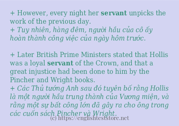 Các câu ví dụ và cách sử dụng từ servant