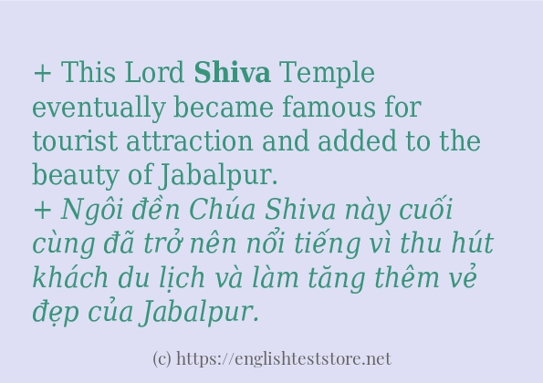 Các câu ví dụ và cách sử dụng từ shiva Các câu ví dụ và cách sử dụng từ shiva
