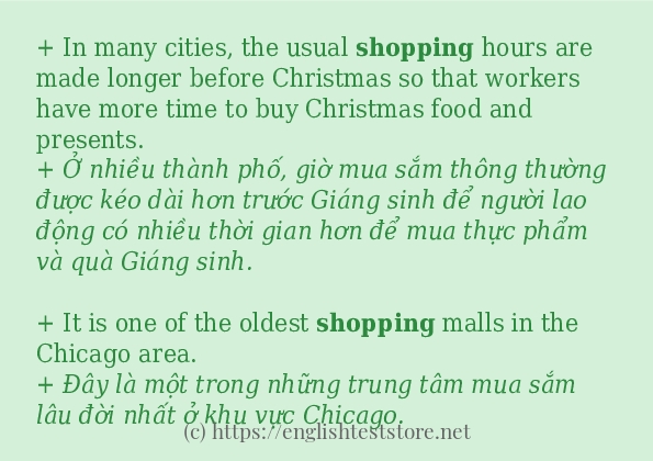 Các câu ví dụ và cách sử dụng từ shopping Các câu ví dụ và cách sử dụng từ shopping