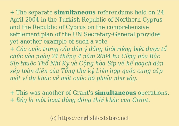 Các câu ví dụ và cách sử dụng từ simultaneous