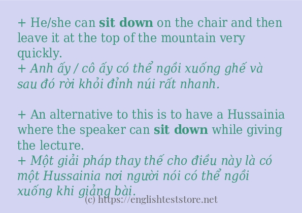 Các câu ví dụ và cách sử dụng từ sit down