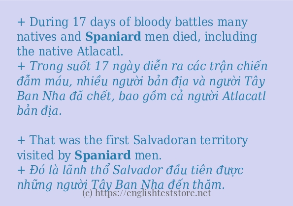 Các câu ví dụ và cách sử dụng từ spaniard