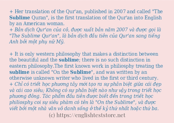 Các câu ví dụ và cách sử dụng từ sublime
