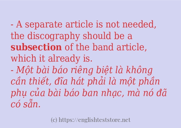 Các câu ví dụ và cách sử dụng từ subsection