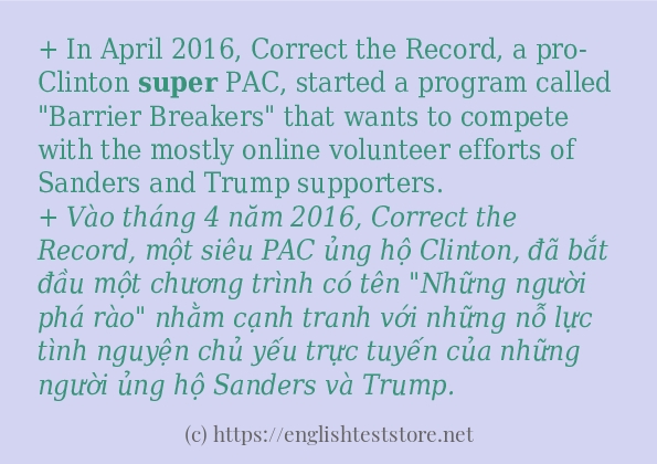 Các câu ví dụ và cách sử dụng từ super