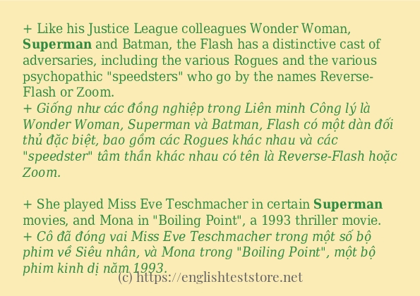 Các câu ví dụ và cách sử dụng từ superman