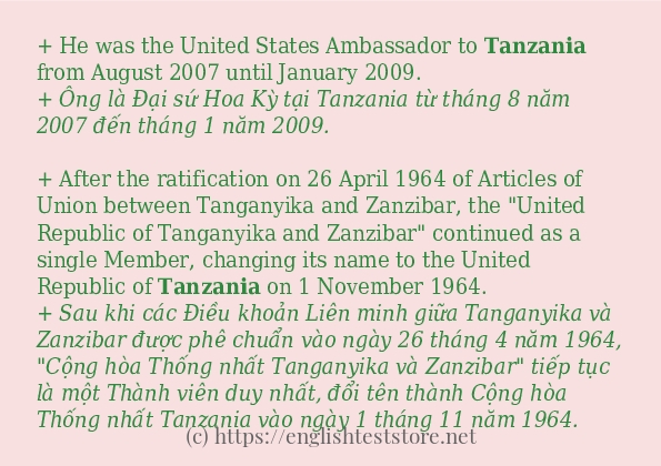 Các câu ví dụ và cách sử dụng từ tanzania
