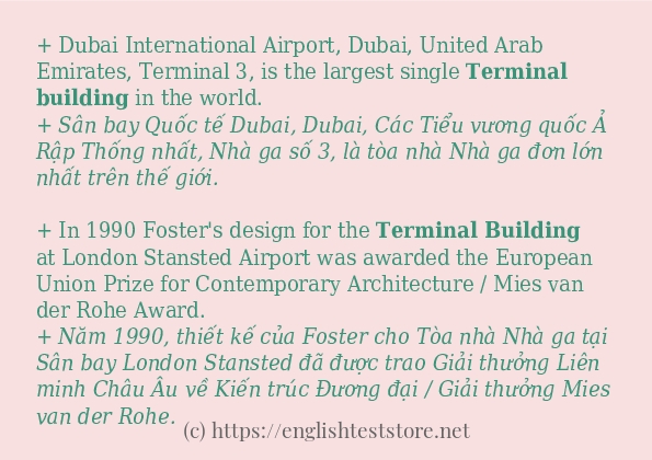 Các câu ví dụ và cách sử dụng từ terminal building