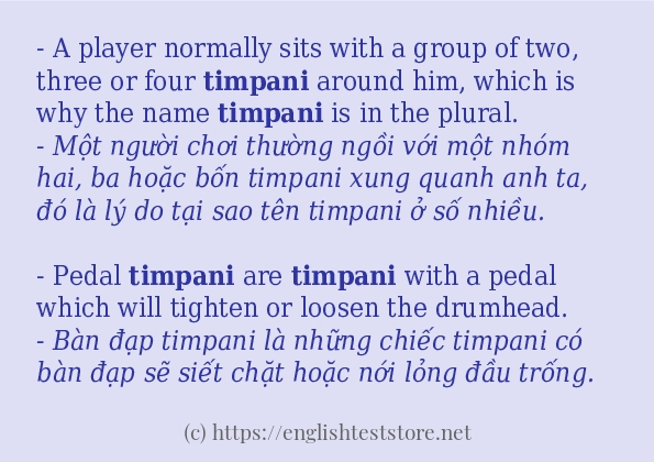 Các câu ví dụ và cách sử dụng từ timpani