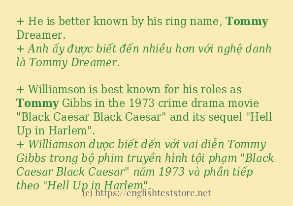 Các câu ví dụ và cách sử dụng từ tommy