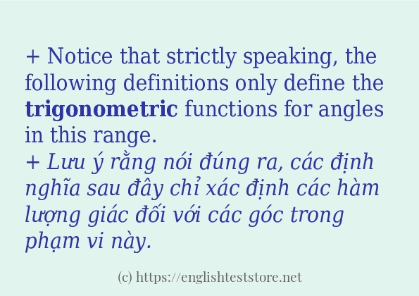 Các câu ví dụ và cách sử dụng từ trigonometric