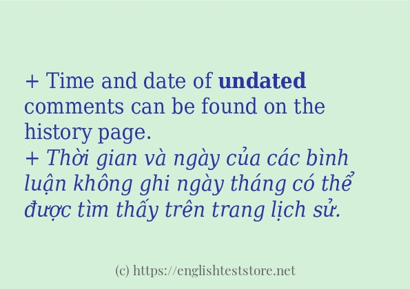 Các câu ví dụ và cách sử dụng từ undated