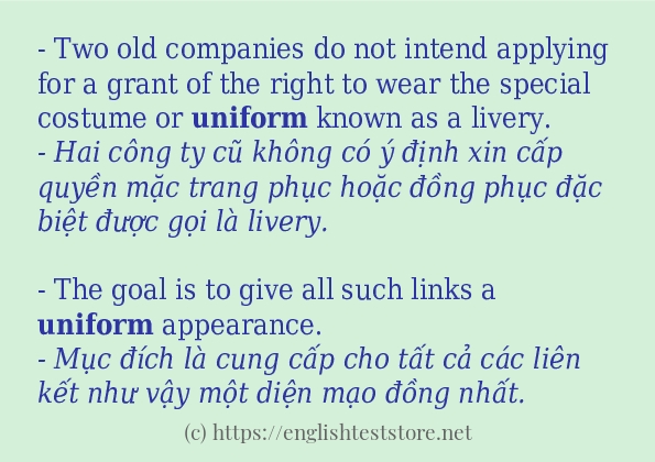 Các câu ví dụ và cách sử dụng từ uniform